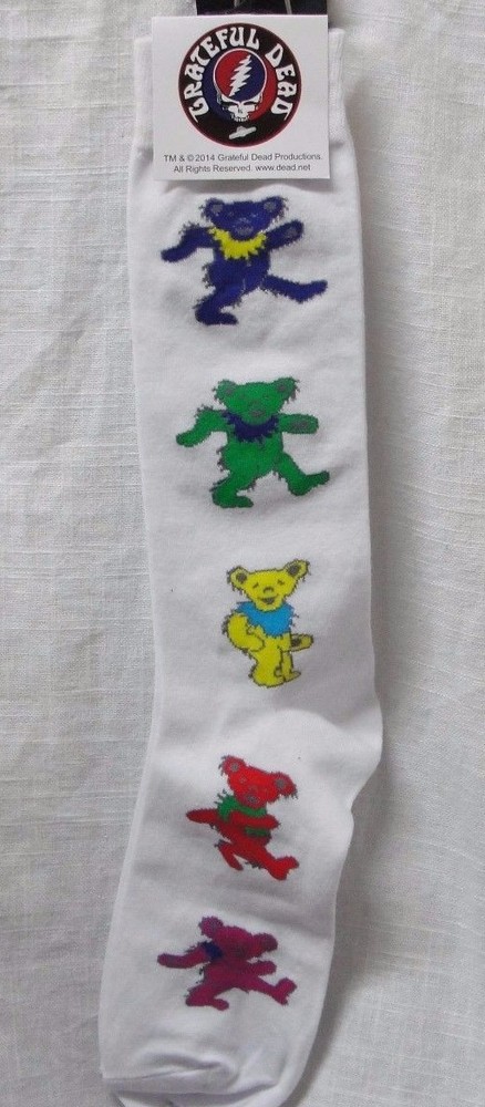 GRATEFUL DEAD DANCING BEAR SOCKS MENS WHITE