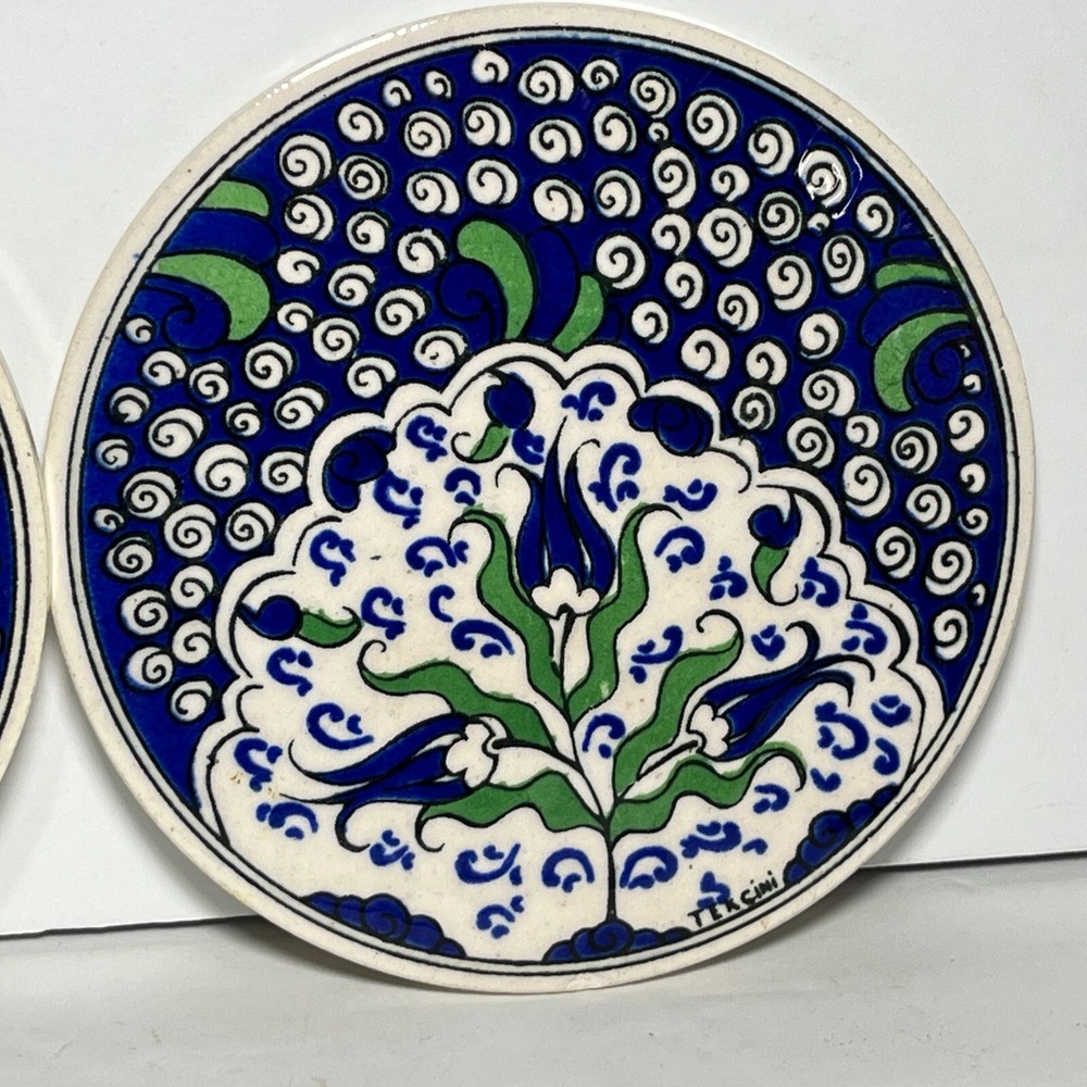 Tek Cini Turkish Ceramic Tile Wall Decor set of 2
