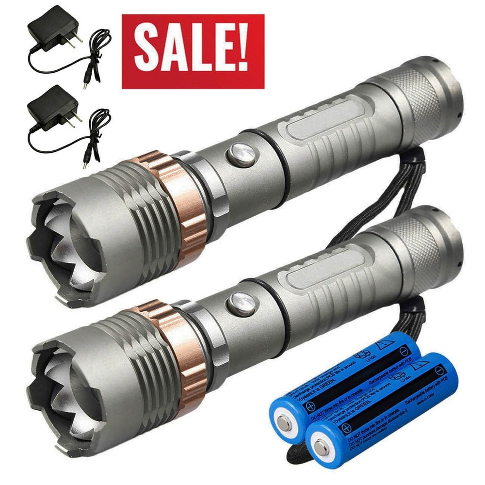 2PCS LED Flashlight Alumiun alloy Work Light Handheld Torch Waterproof Lamp
