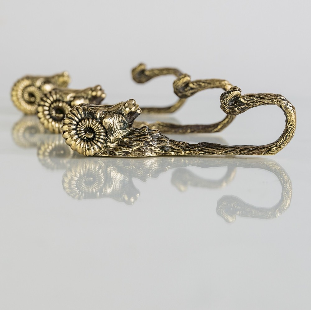 Aries Ram Head Decorative Hook, Wall Mounted Brass Ram Head Hook.