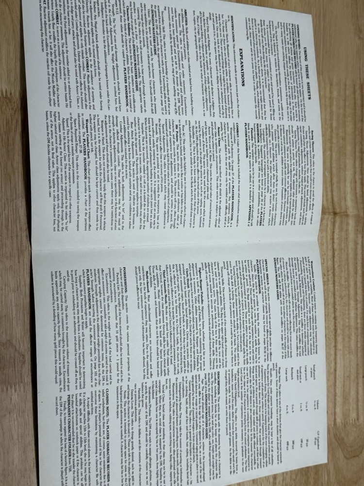READ Advanced Dungeons & Dragons AD&D 2 Player Character Record Sheets 9028 1984