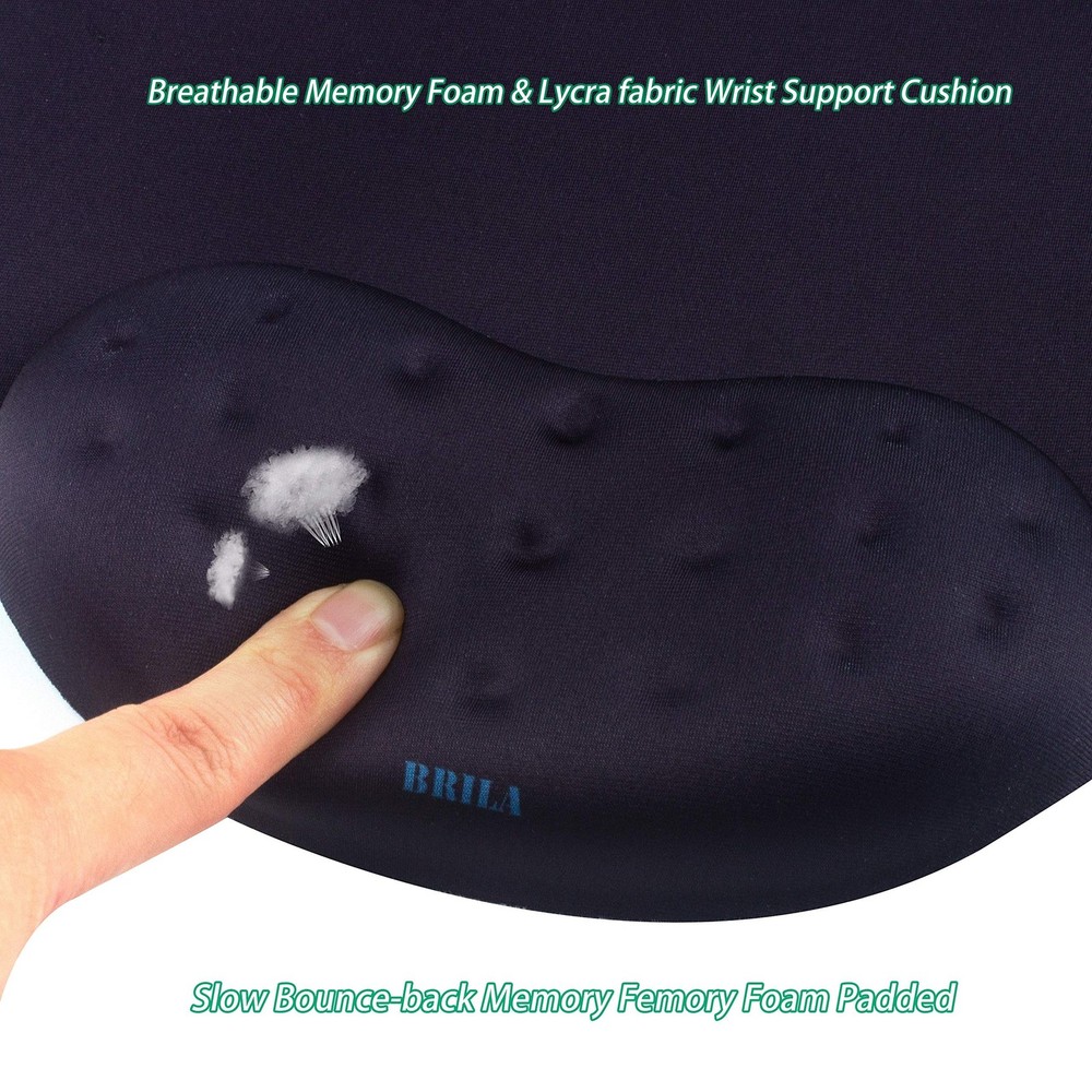 BRILA Large Mouse Pad with Ergonomic Memory Foam Wrist Rest Support - Massage...