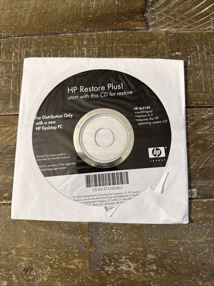 HP Restore Plus Software PC Cd Rom