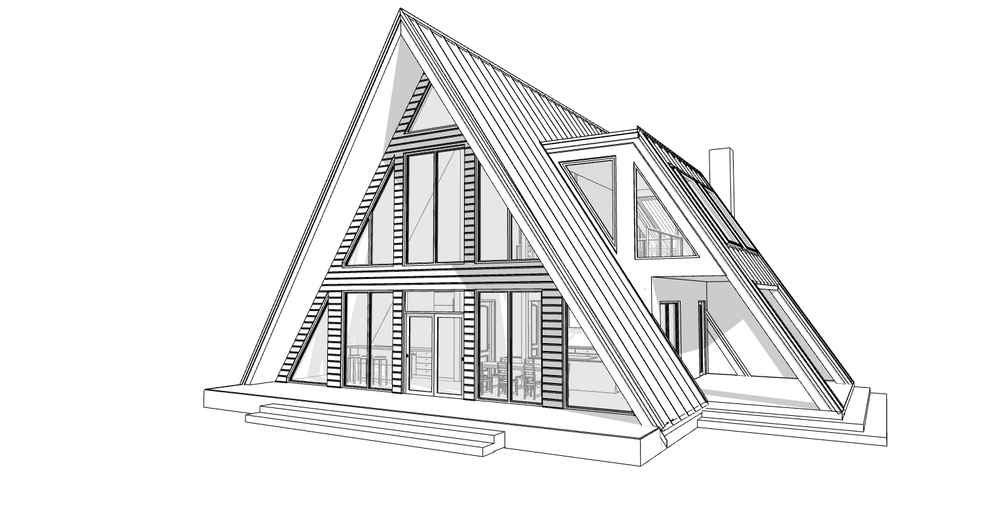 64’x50’ 2-Beds 3-Baths Charming A-Frame Architectural Build Plans PDF Download