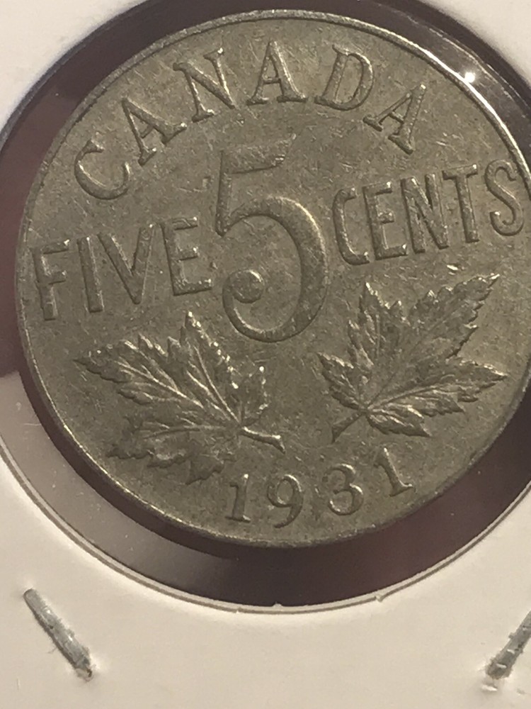 1931 Canada Five Cent Coin KM29