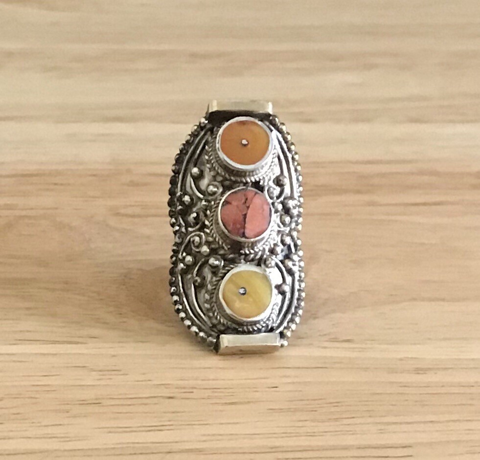 Vintage Coral Lapis Ring