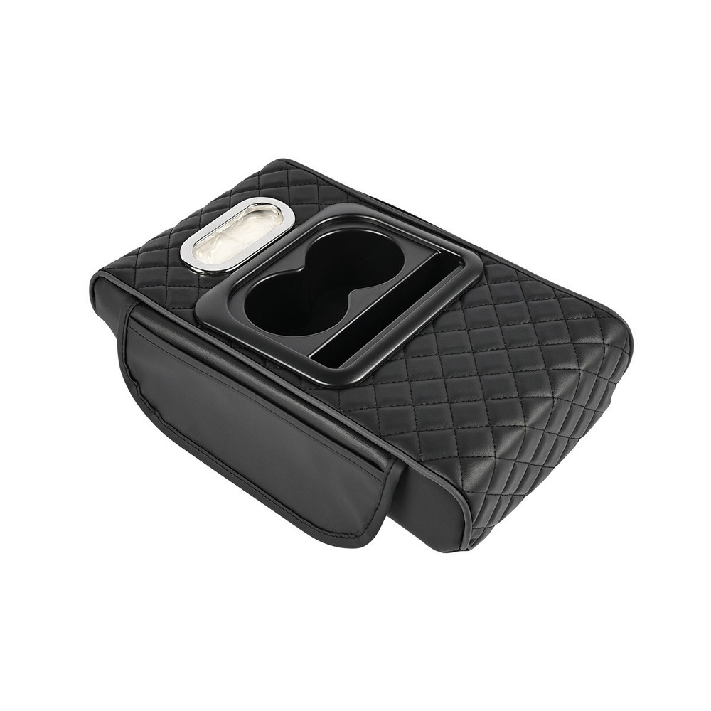 Universal Multi-functional Car Center Console Armrest Box Cup Holder PU Leather