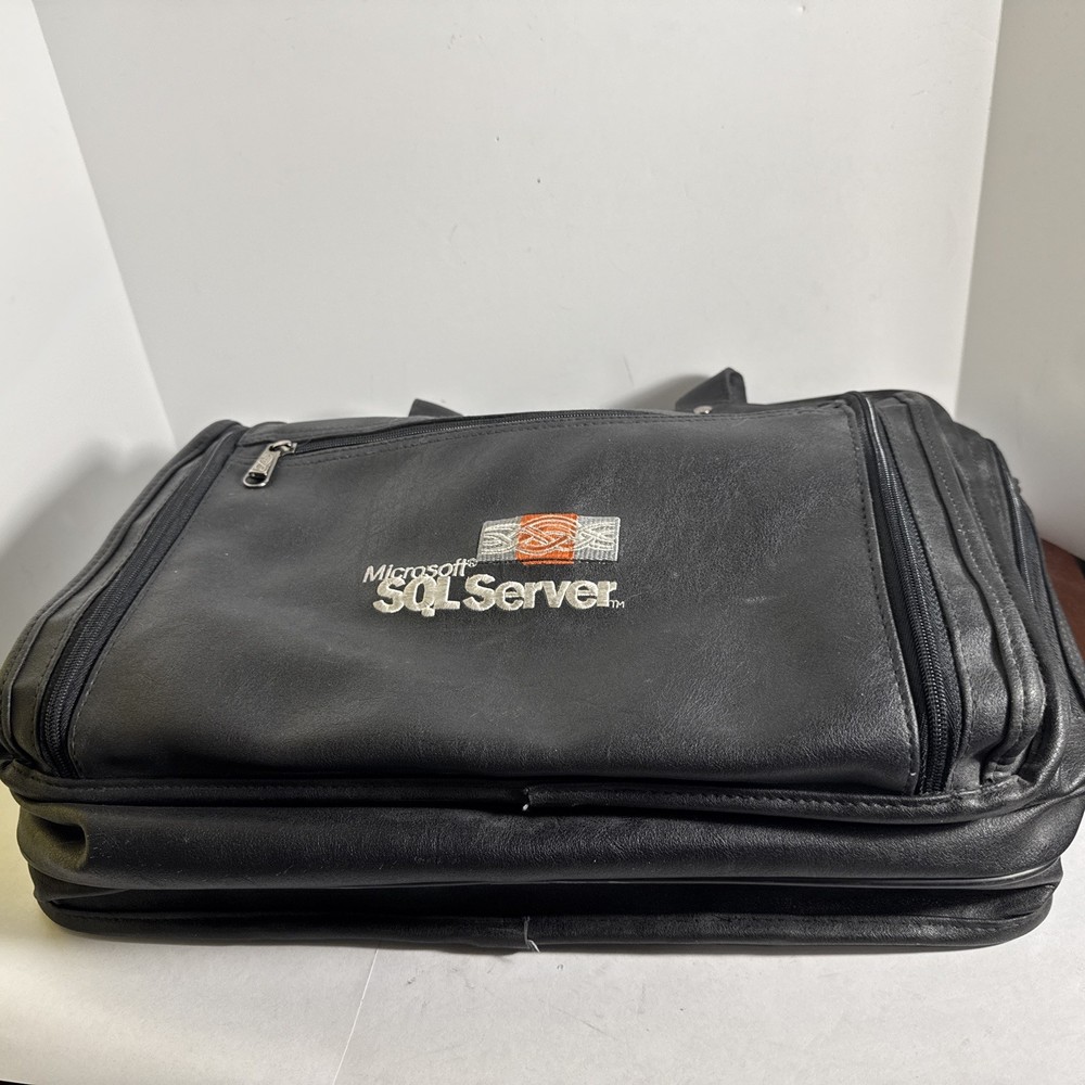 microsoft tote carry on sql server as shown very rare htf leather