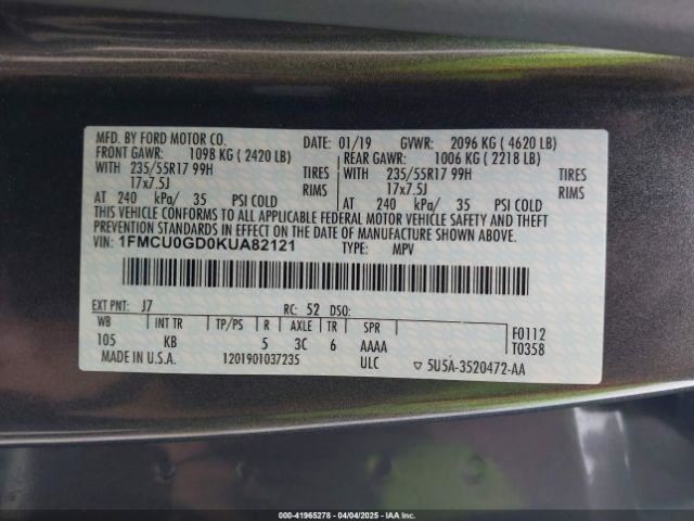 Speedometer MPH Fits 19 ESCAPE 70326