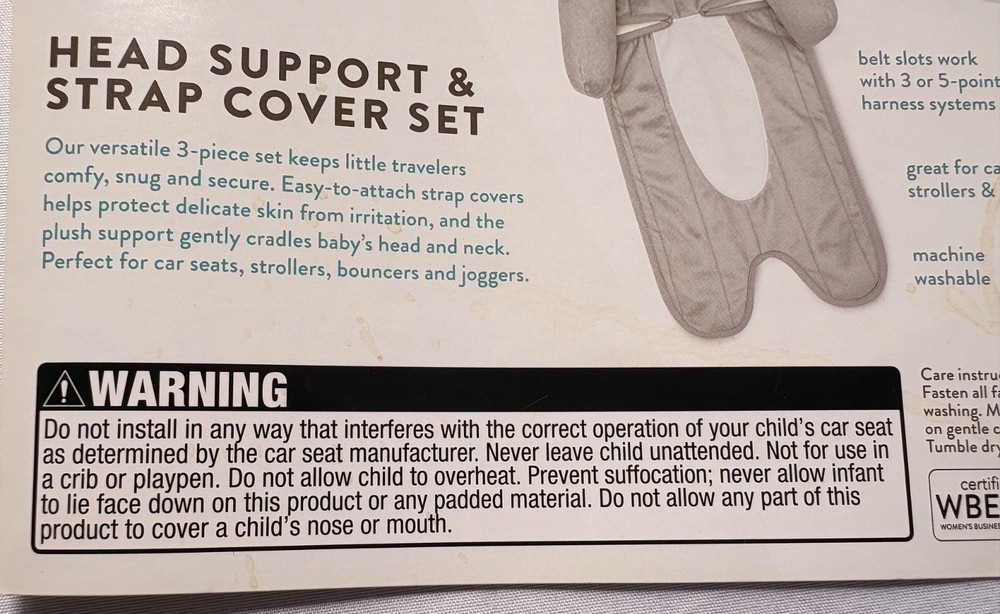 NWT Travel Bug Infant Head Support Pillow & Strap Cover Set