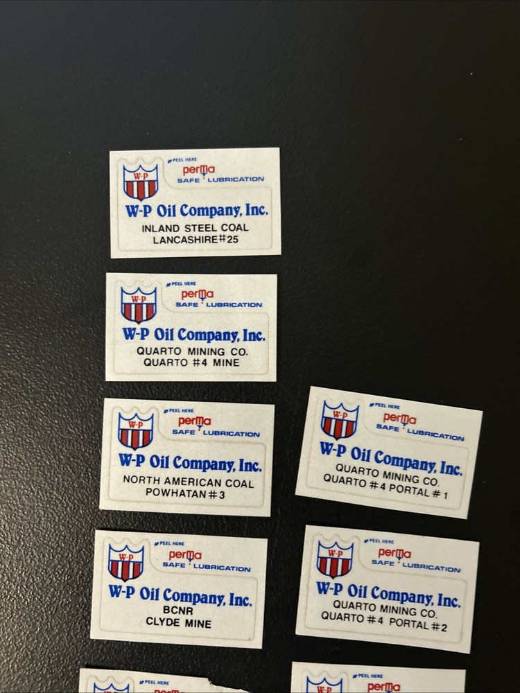 (76)+ W-P Oil COAL MINING STICKERS (16 Different and 60+ Duplicates)