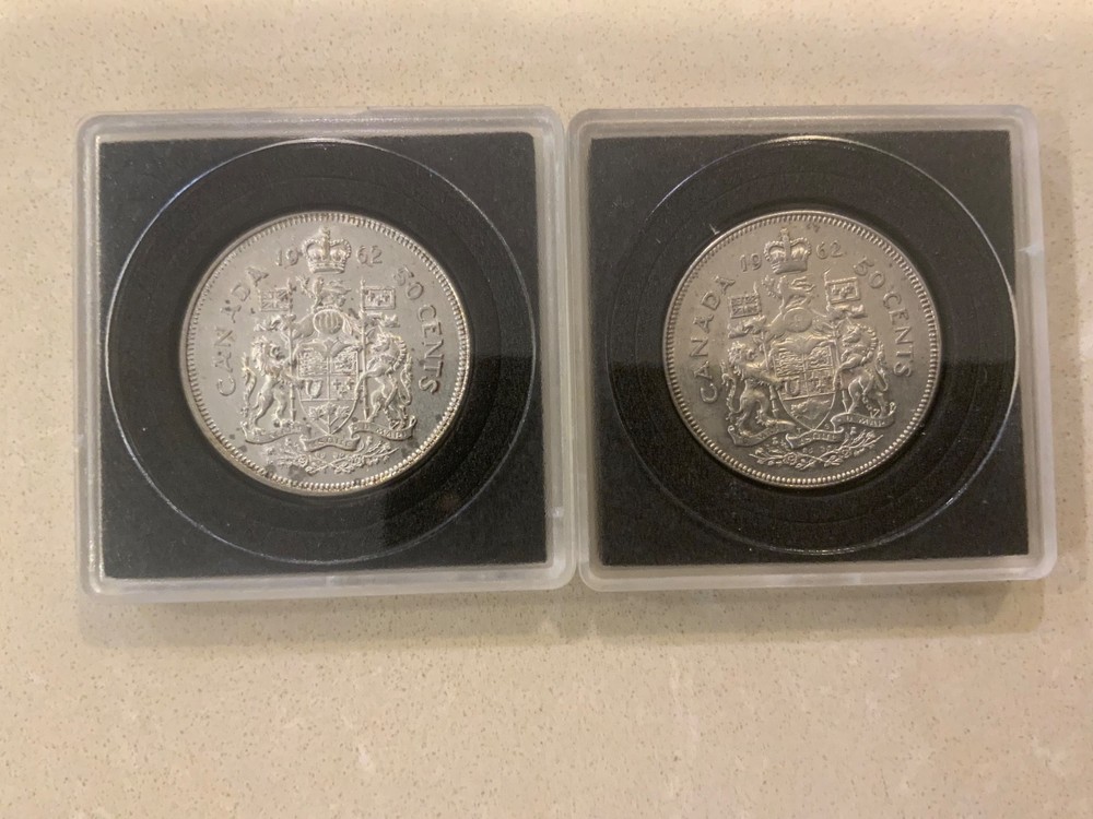 1962 Canadian Silver Half Dollar - 2 coin lot