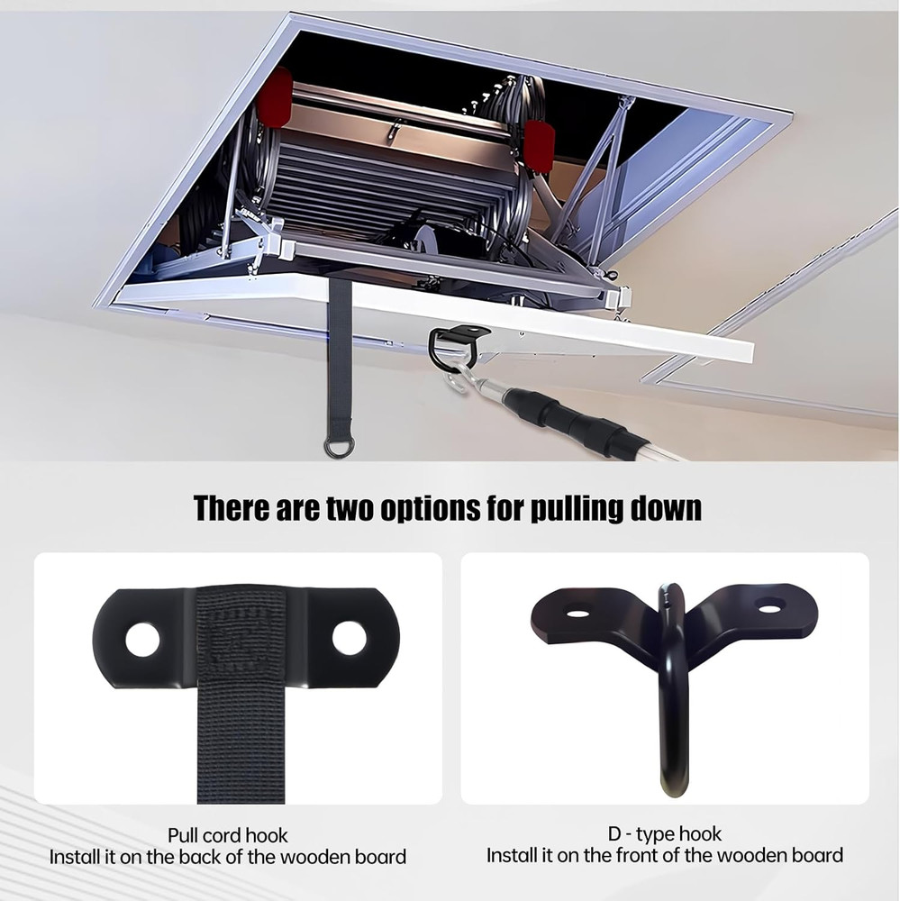 Extendable Attic Ladder Pull Down System (17.3In - 40In) with Accessories