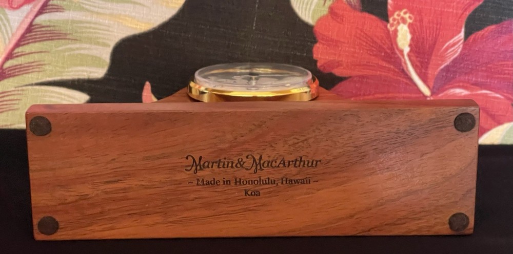 Martin & MacArthur Hawaii Koa Wood Mantle Clock