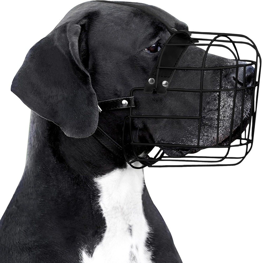 Humane Large Dog Muzzle with Adjustable Straps - Breathable Wire Basket Design