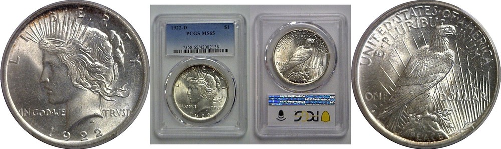 1922-D  Peace Dollar  PCGS MS-65