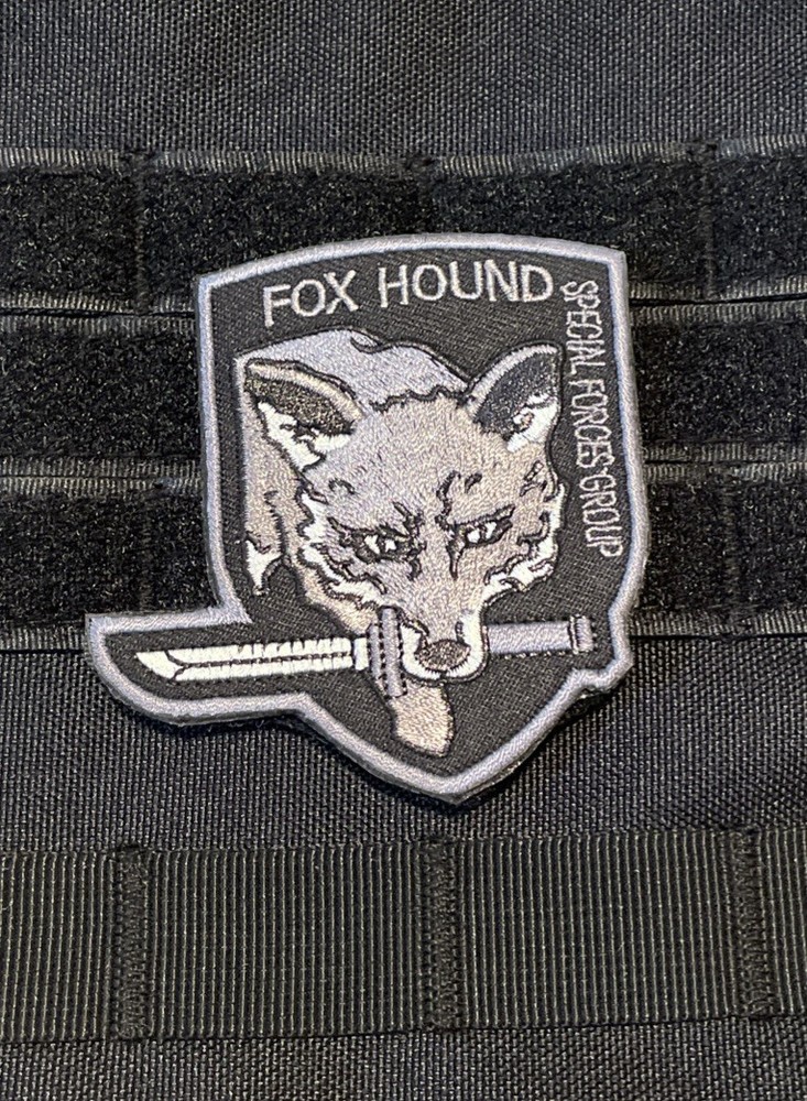 FOX HOUND Special Force Metal Gear Solid Tactical Patch Hook Large MGS Gray
