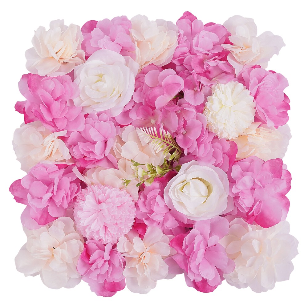 12PCS 15*15in Artificial 3D Flower Wall Panel Wedding Backdrop Wall Decor Pink