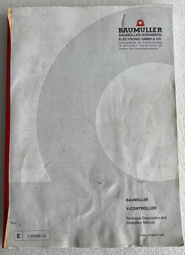 BAUMUELLER V-CONTROLLER TECHNICAL DESCRIPTION AND OPRATION MANUAL