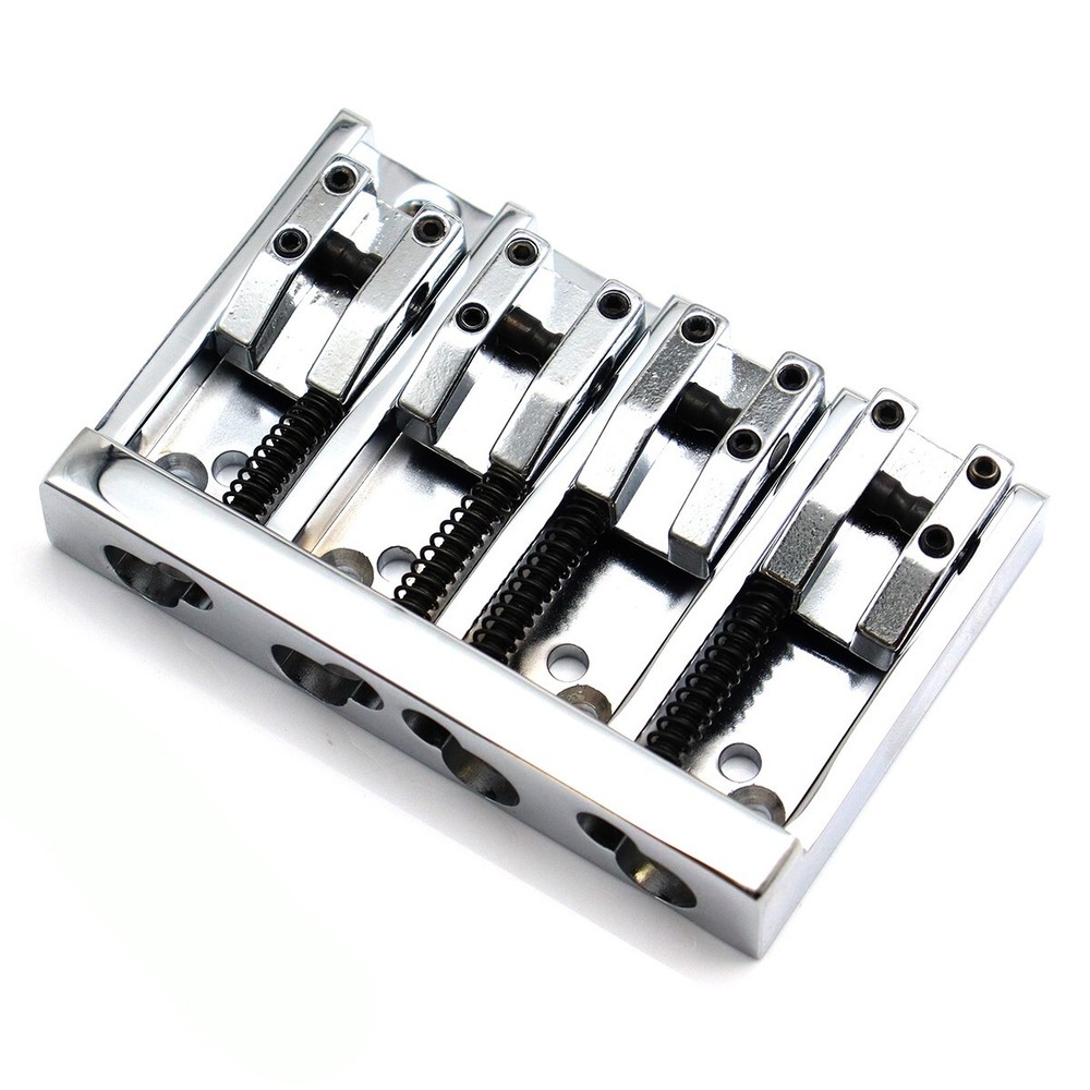 Vintage 4 String Bass Bridge Tailpiece Top Load or String Through Body Silver