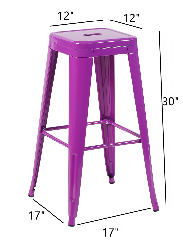 30 Inch Counter Height Stool, Backless Metal Bar Stools Set of 2, Non-Stackabl