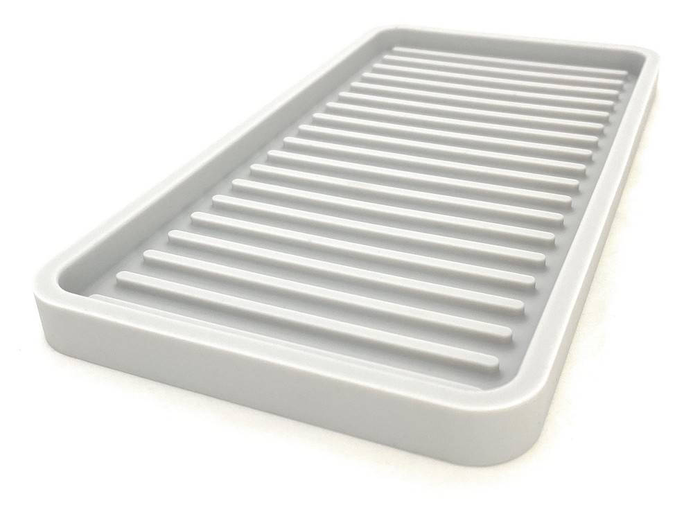 Happitasa Silicone Kitchen Sink Organizer Tray, Sponge 10"x5.25", Light Grey