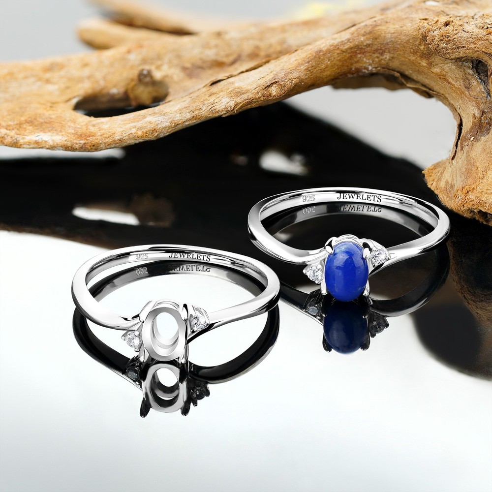 Silver Ring Blank, Oval 5x7mm – Celtic Bezel Setting Ring Mounting | Rhodium