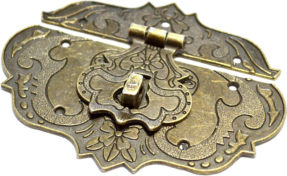 2 Pcs Decorative Hasp Latches Vintage Bronze Hook Lock with Clasp Closure for Je