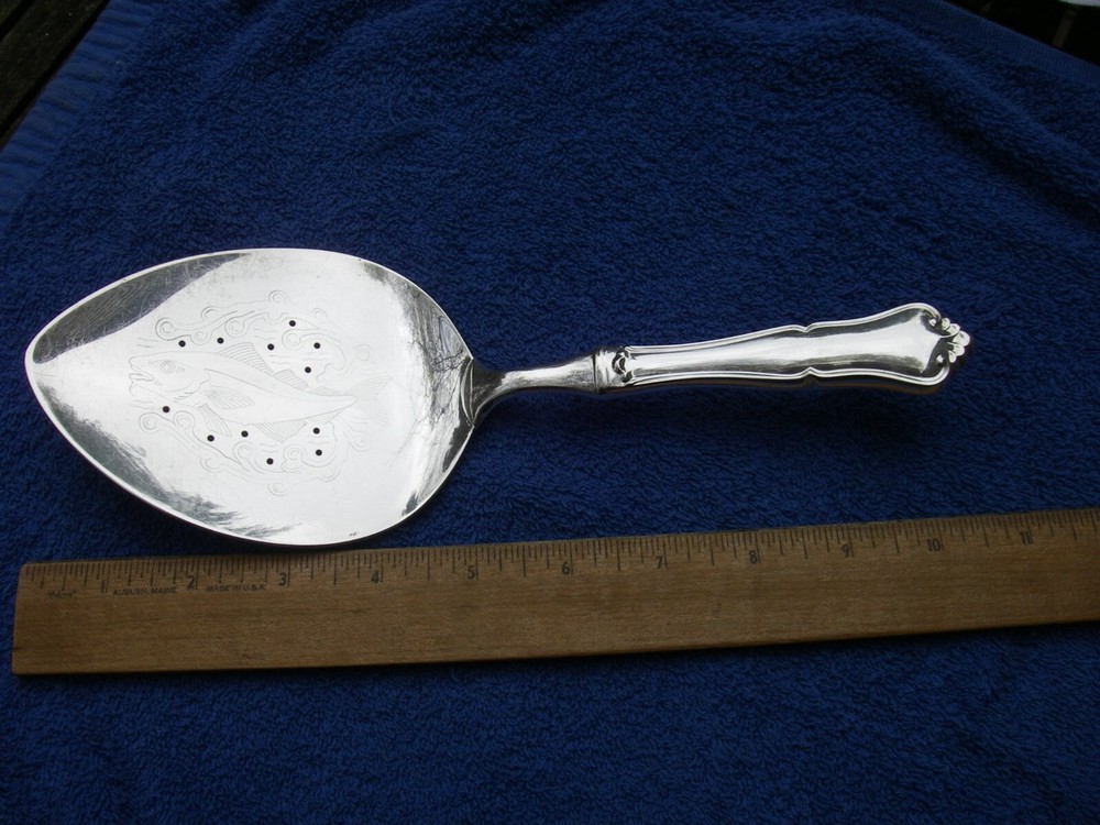Fine MARTHINSEN Norway 830S MARTHA Pattern FISH SERVER-SILVER BLADE-Hollow Hndle