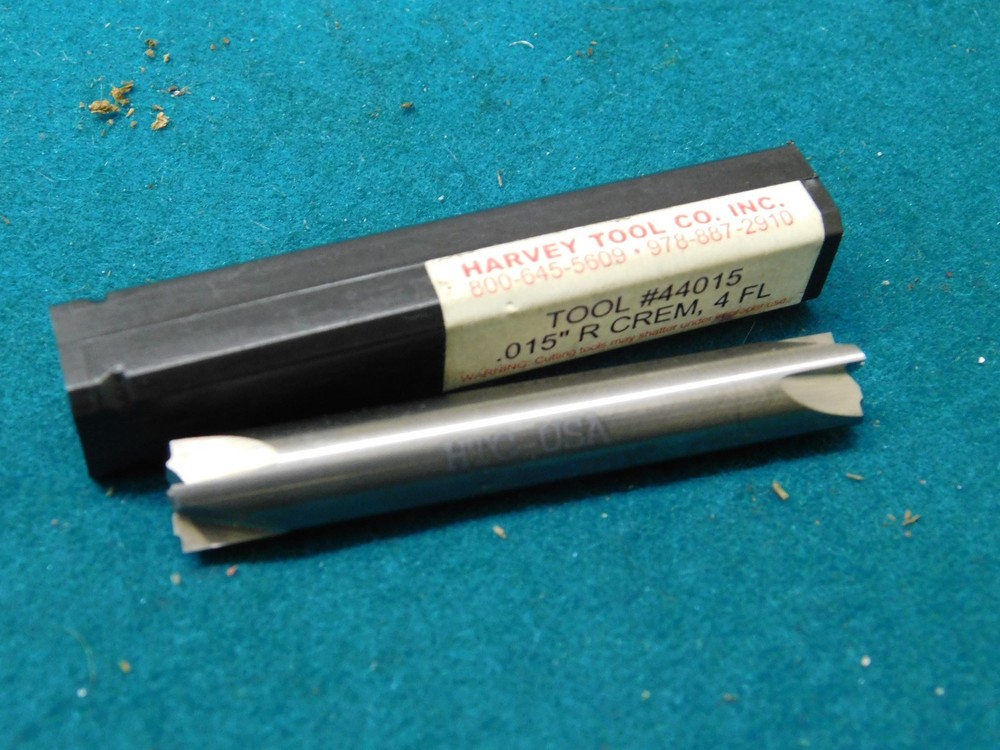 Harvey 3/8"  Solid Carbide 4 Flute Radius Forming End Mill .015" Radius