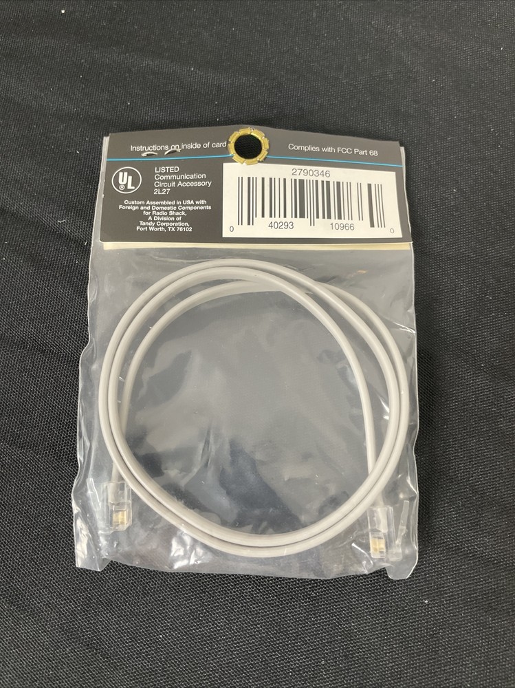 RadioShack ~ 279-336 Silver ~ 2ft 4 Conductor Modular Line Cord