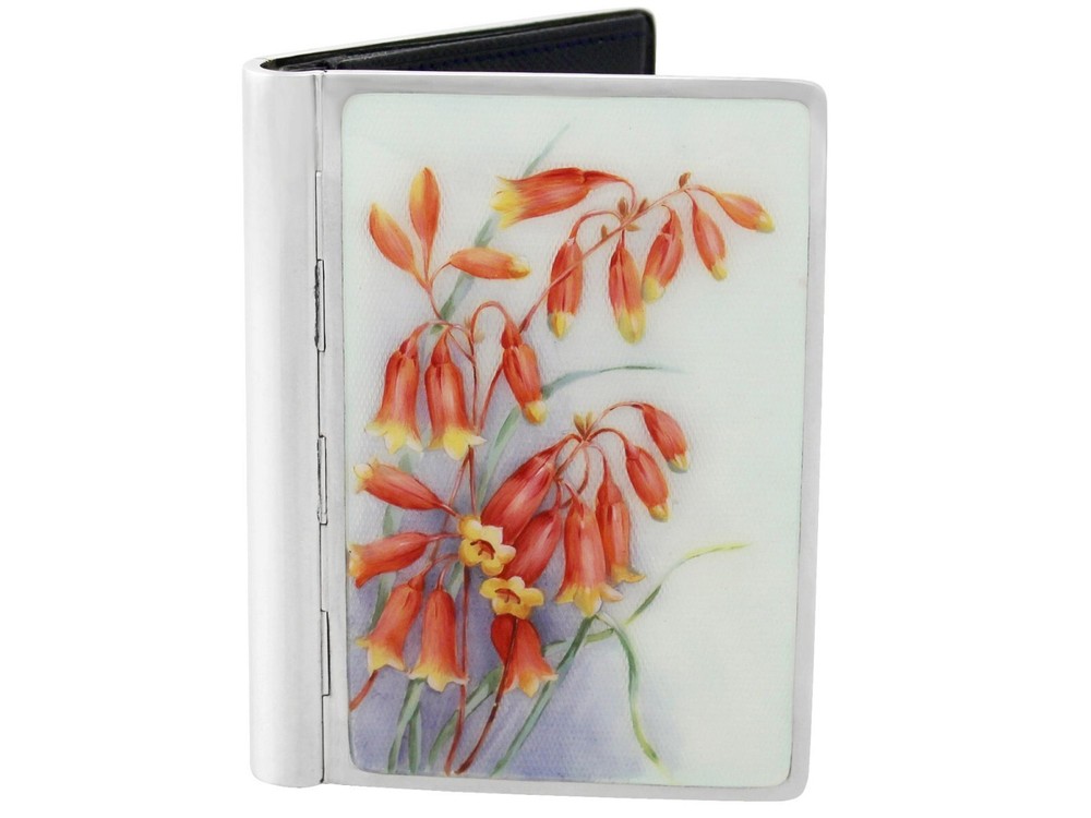 Vintage German Silver and Enamel Card Case