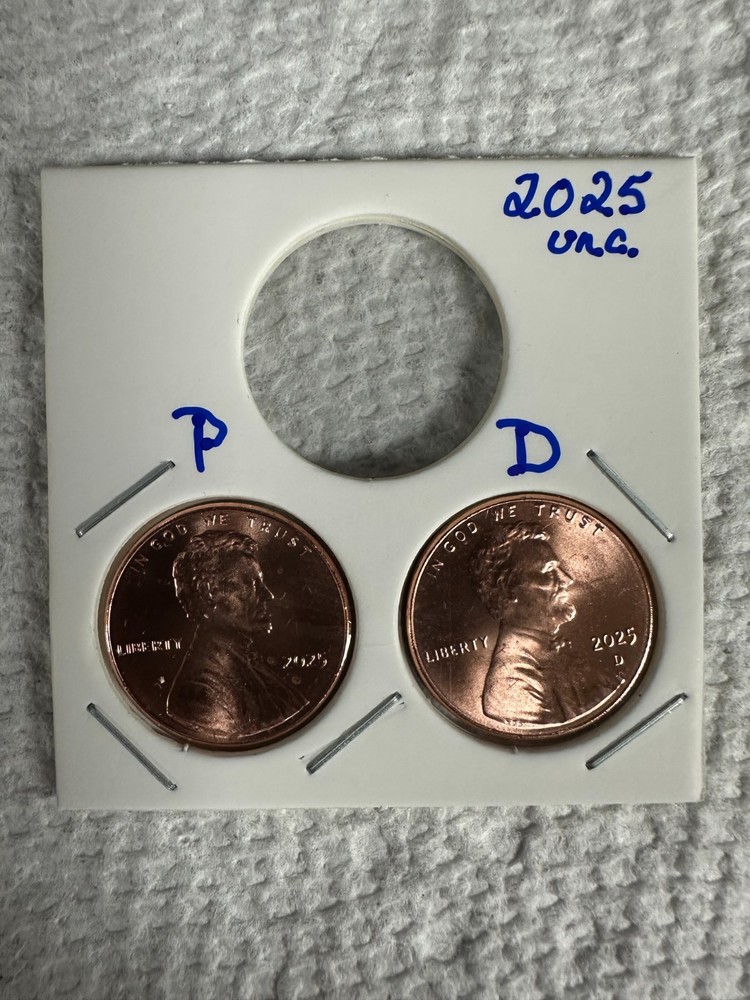 2025 P & D LINCOLN SHIELD CENT UNCIRCULATED FREE SHIP 2 COIN SET