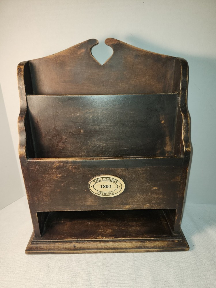 VINTAGE SOLID WOODEN LETTER HOLDER FOR MAIL