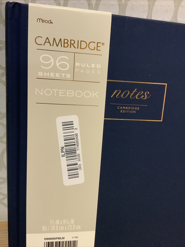 🍒 Lined Journal Work Style Medium Hardcover Casebound Navy- Cambridge