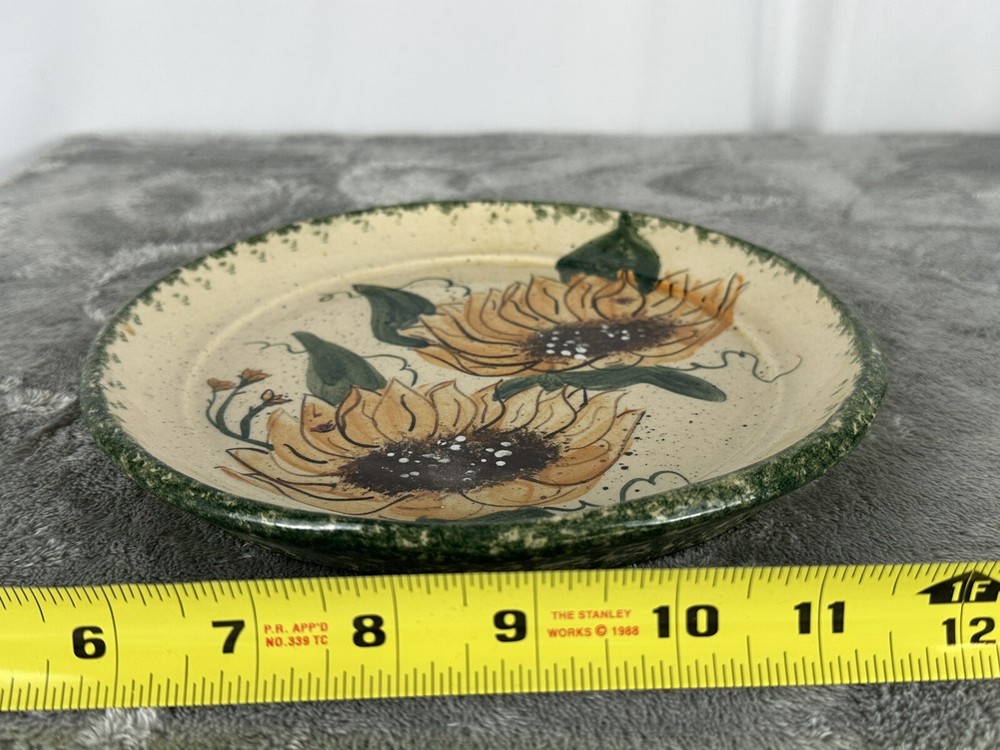 Hand Painted Ceramic Pottery Sunflower Plate