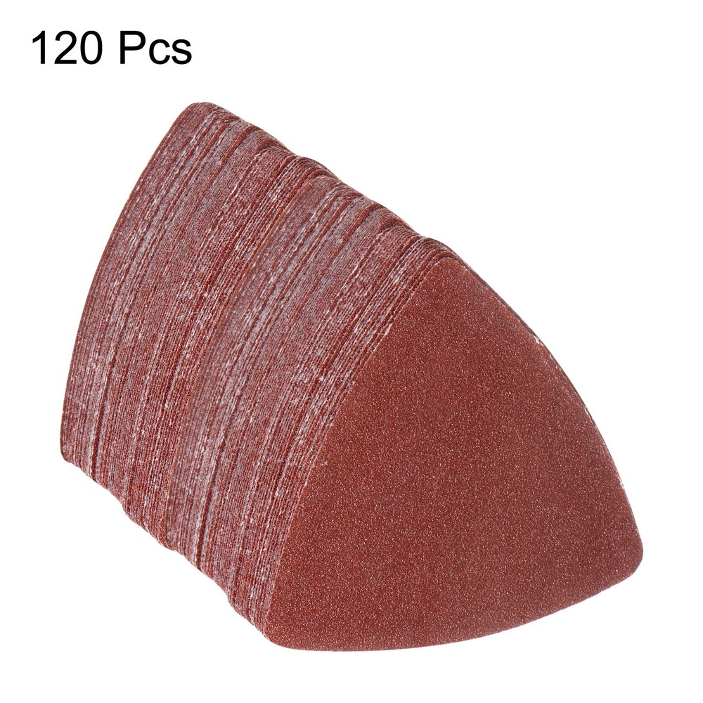 120pcs 100 Grits 80mm Aluminum Oxide Triangular Hook & Loop Sandpapers Pads