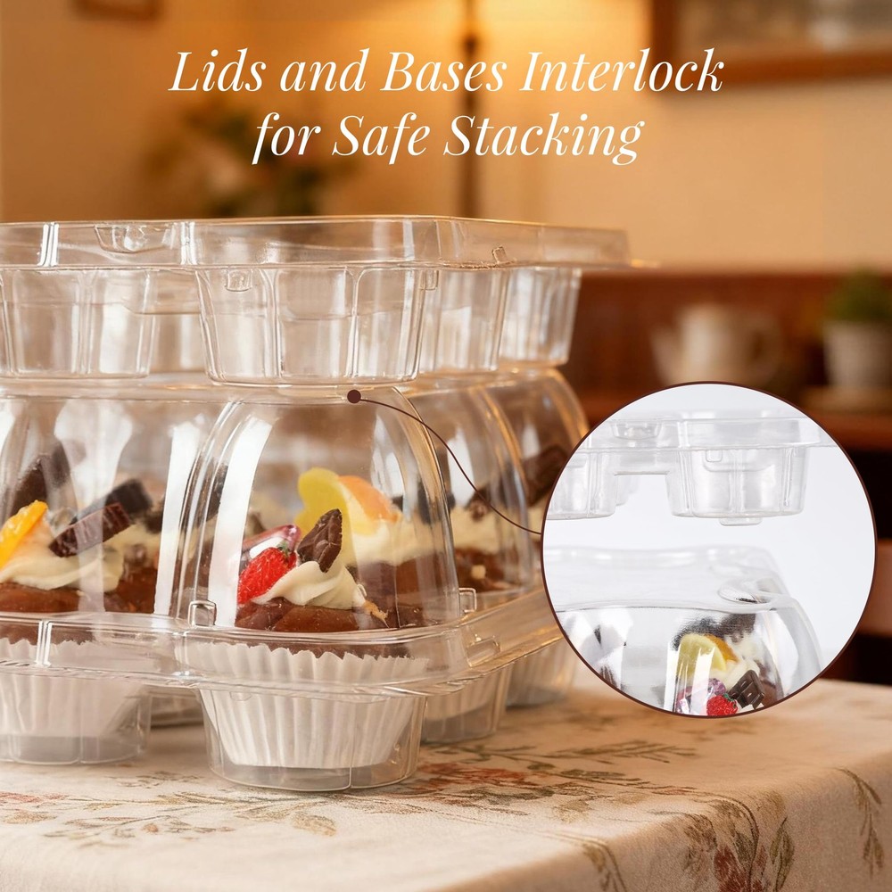12 Count Mini Cupcake Containers 20 Sets with 240 Pack Cupcakes Liners, Plast...