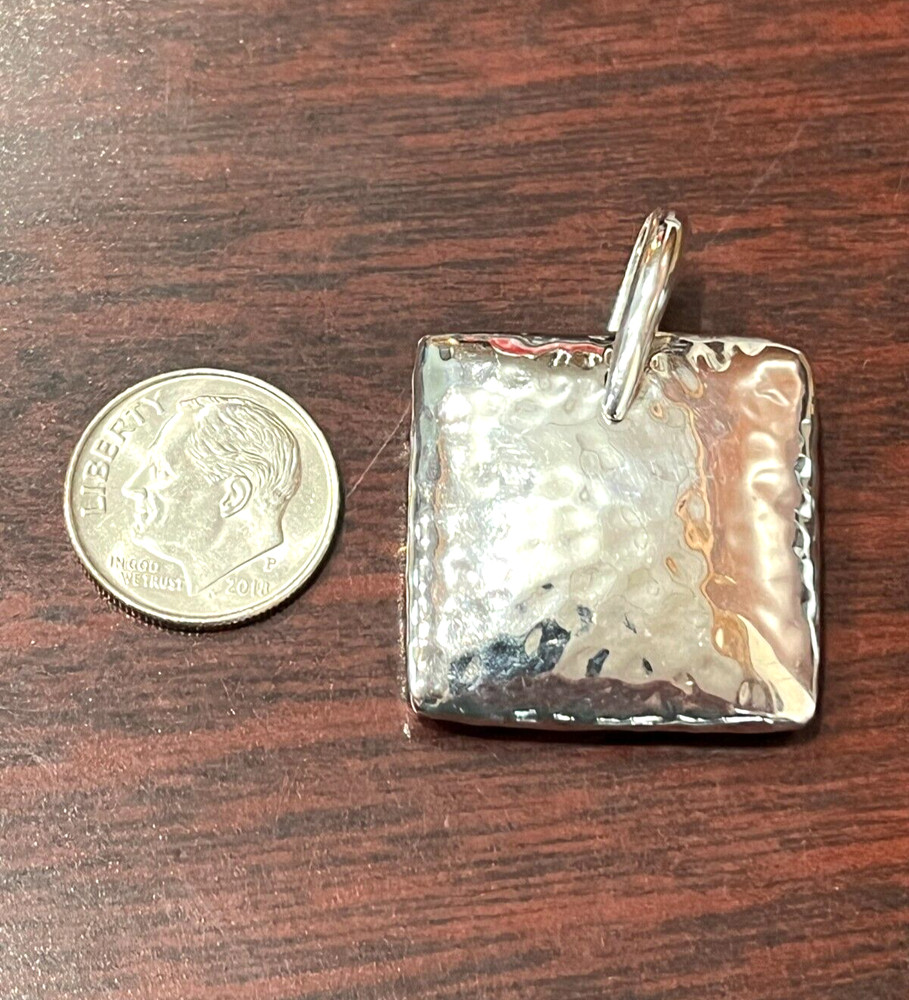 Vtg. Silpada Sterling Silver Hammered Square Pendant 18.7 Gr.