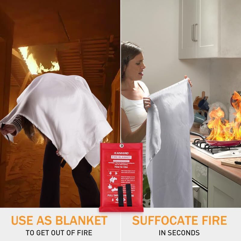 Fire Blanket, Emergency Fire Suppression Blanket for Home and Kitchen, Prepared