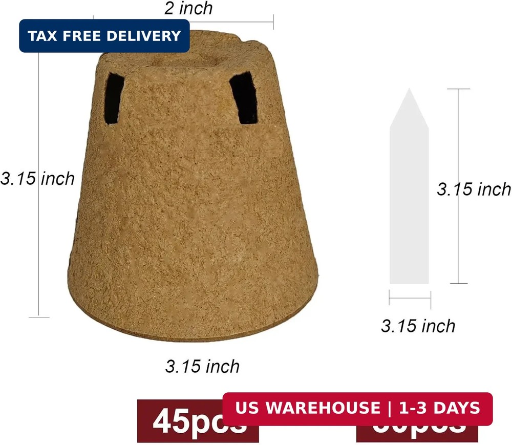 Napia Peat Pots Seed Starter - 45 Pack 3.15 inch Biodegradable Seed Starter Pots