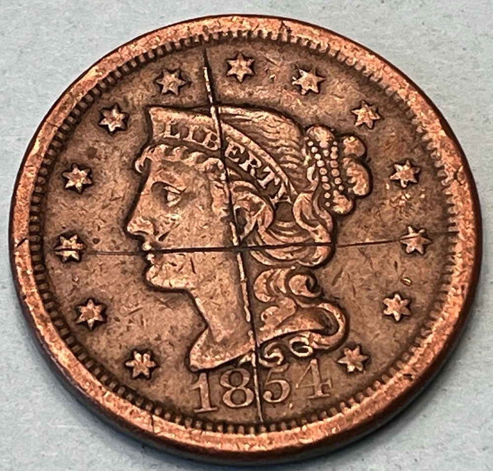 1854 Braided Hair Large Cent