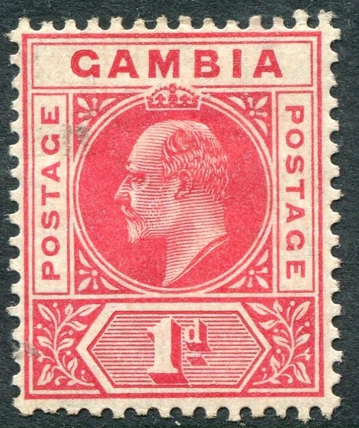 GAMBIA-1909 1d Red Sg 73 MOUNTED MINT