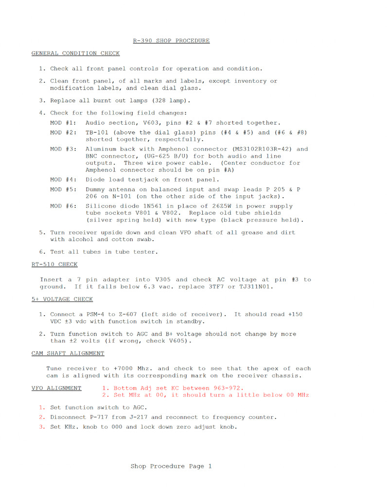 78 pg. CRYPTOLOGIC TECHNICIAN "A" R-390/URR MAINTENANCE COURSE Manual on Data CD