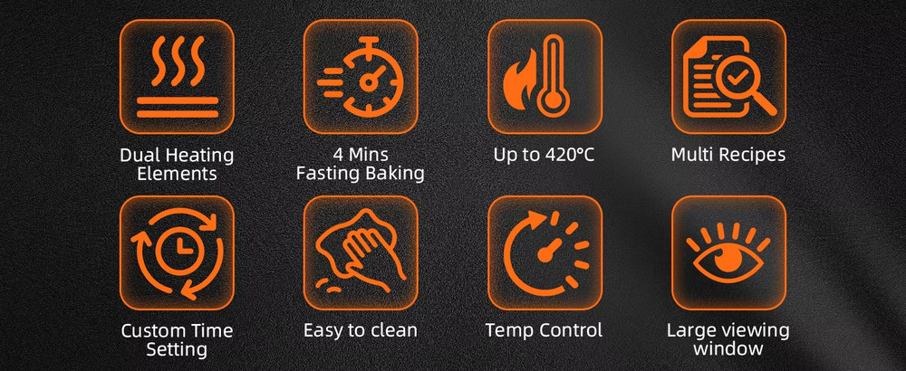Electric Pizza Oven 420°C Double-Sided Heating Compact Kitchen Maker