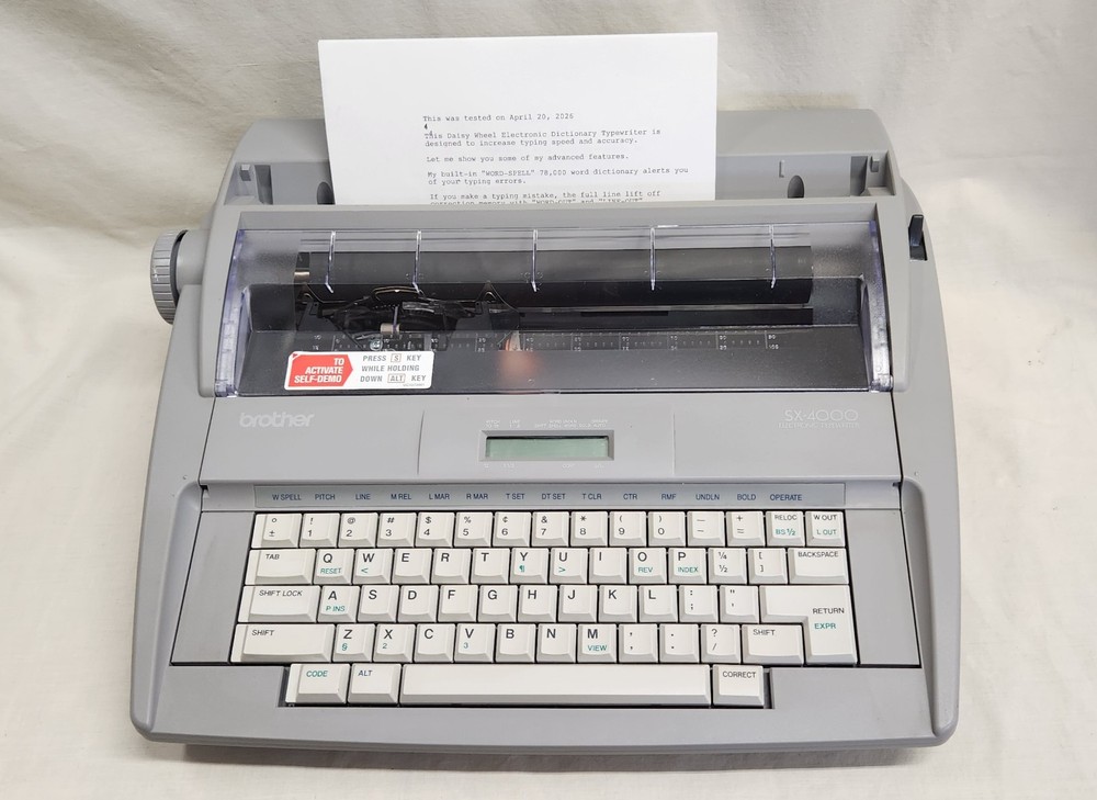 Vintage Brother SX-4000 Electronic Typewriter Word Processor Tested & Working