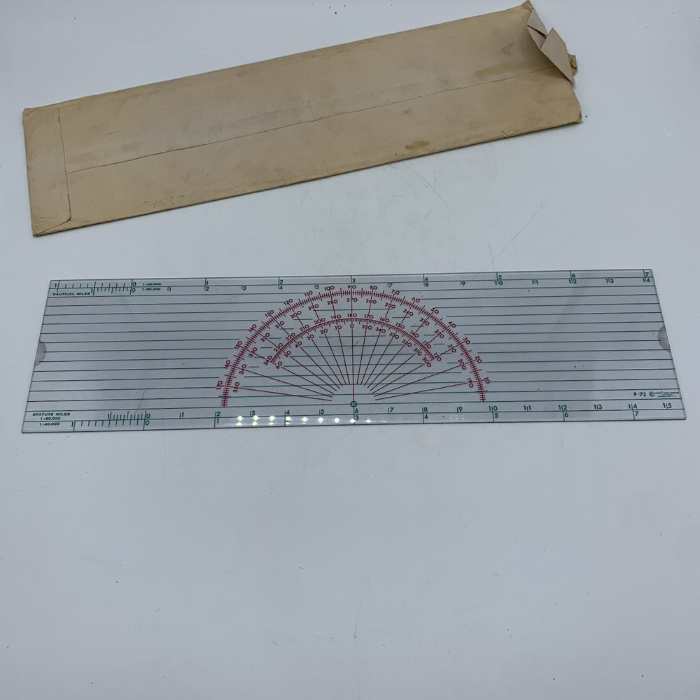 Vintage P-72 Navigational Course Protractor Plotter Navigation Tool 4"X 15"