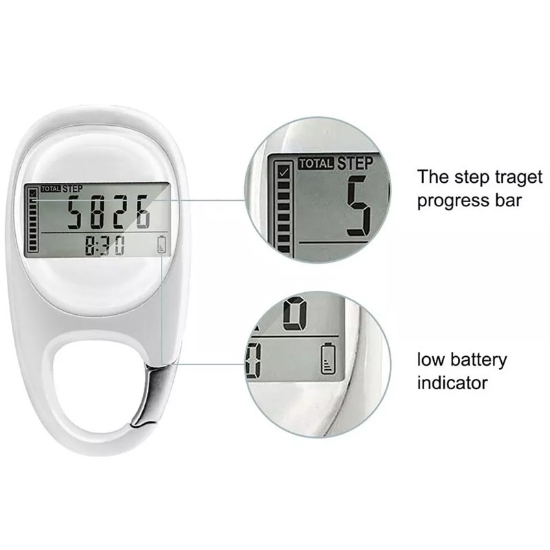 Simple LCD Display Walking Step Counter Clip on Step for Walking 3D Pedometer