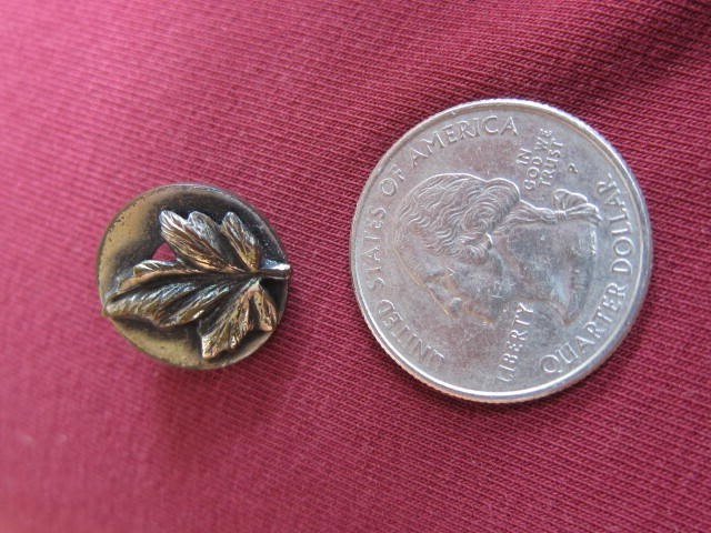 Antique Sam Biern NY Brass Button w/ Applied "Leaf" Motif Highly Collectable