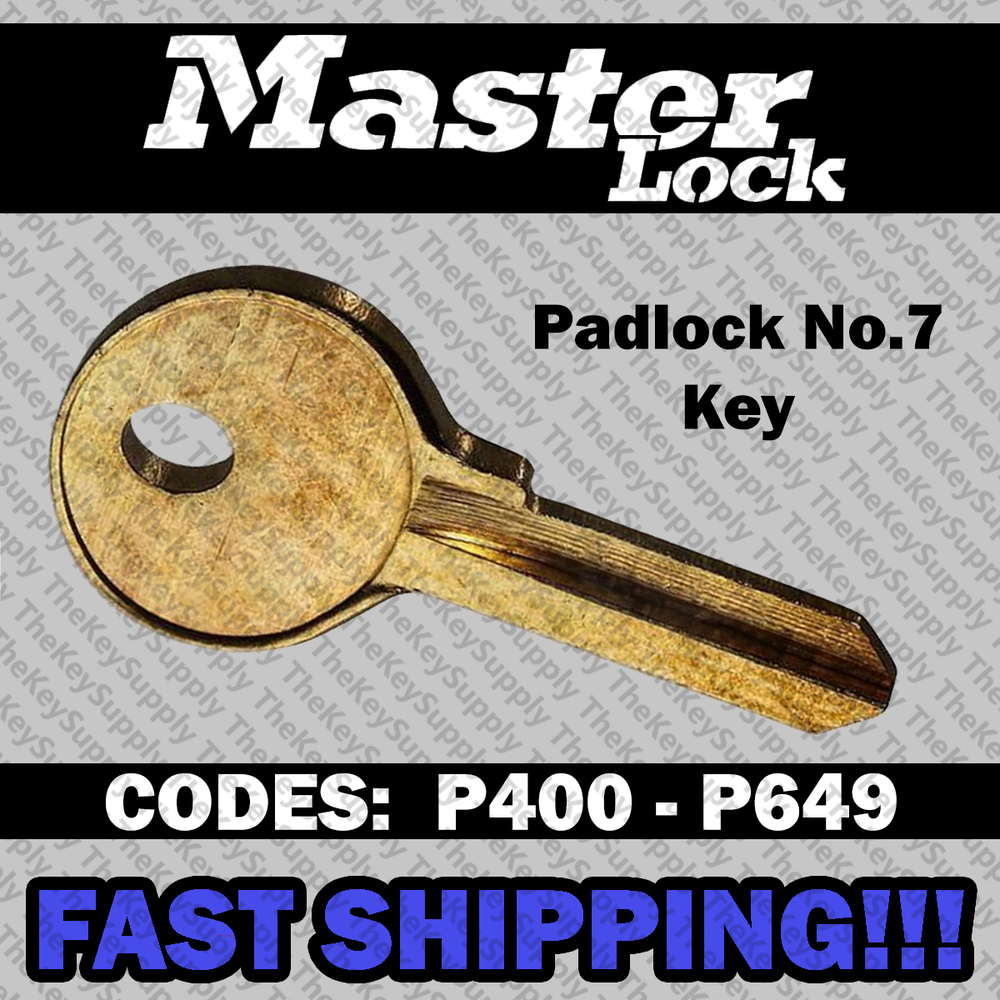 Master Padlock No. 7 Replacement Key Cut to Code P400 - P649